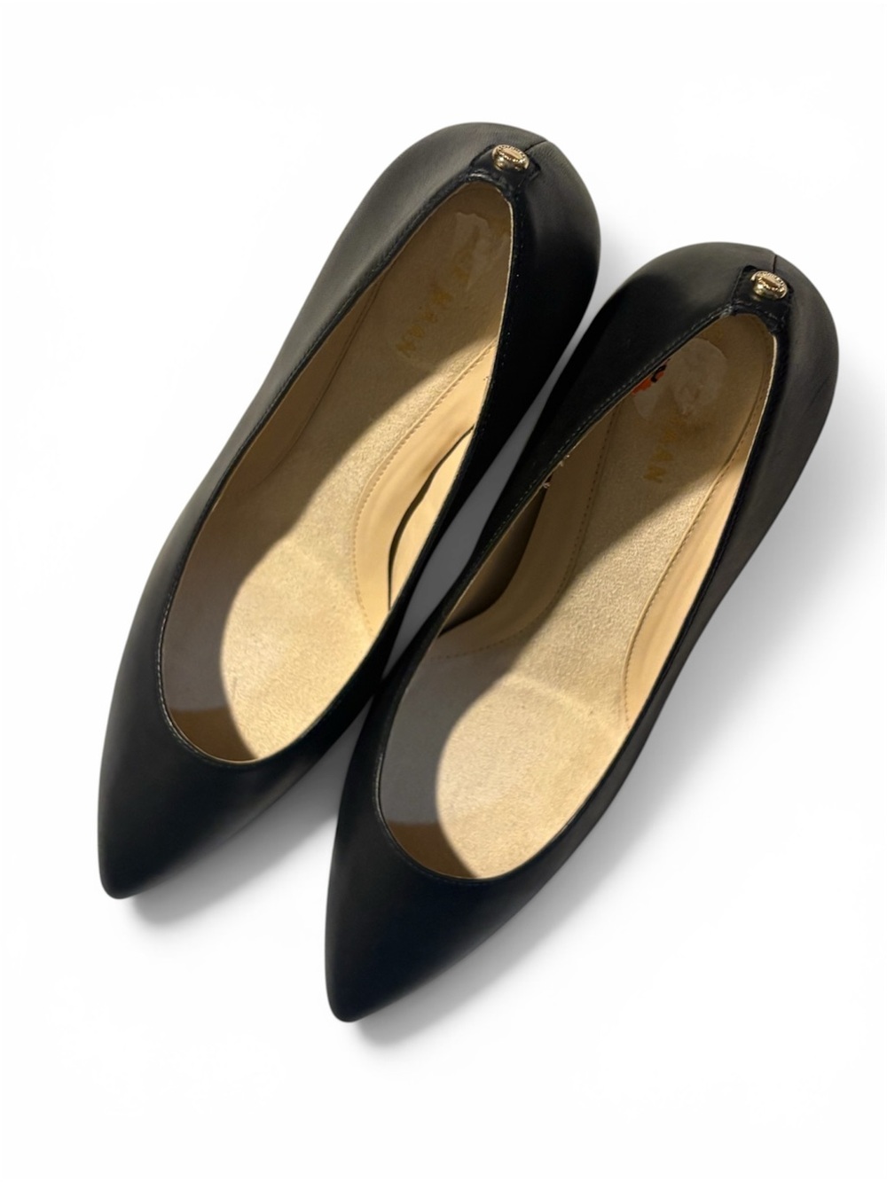 NEW COLE HAAN Womens Black Go To Park Pump Leather Pointed Toe Heels Sz 5.5 - Picture 3 of 3